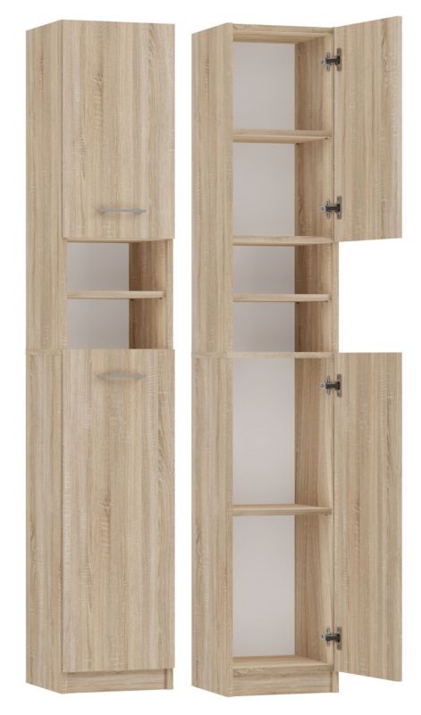 Szafka Łazienkowa Topeshop Marbella 32cm Regał Słupek Dąb Sonoma 30x32x180 cm 1 szt.