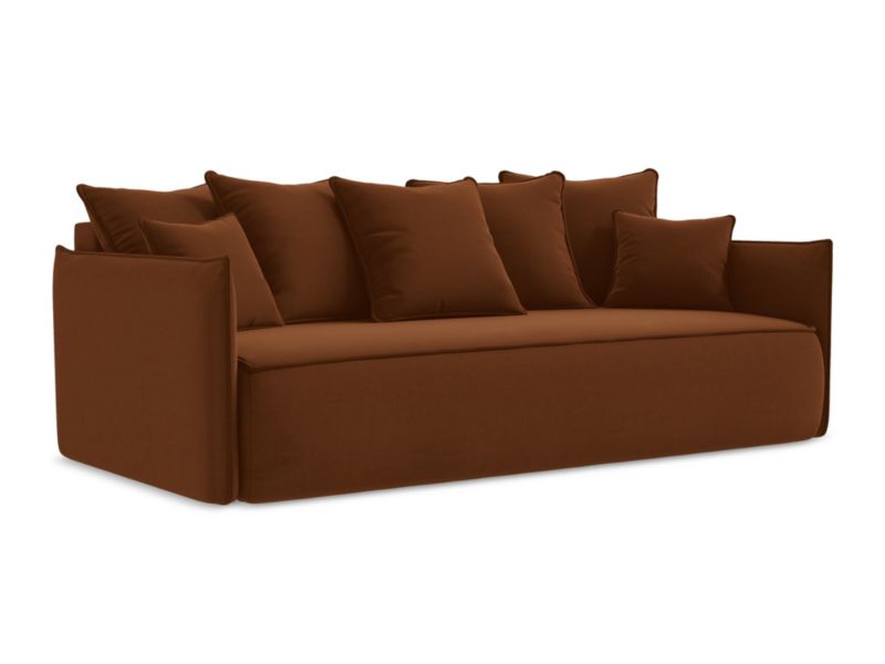 Kanapa 3-osobowa z funkcją spania LaMiaSofa GARDA z tkaniny welwetowej 225x105 cm terakota 1 szt.