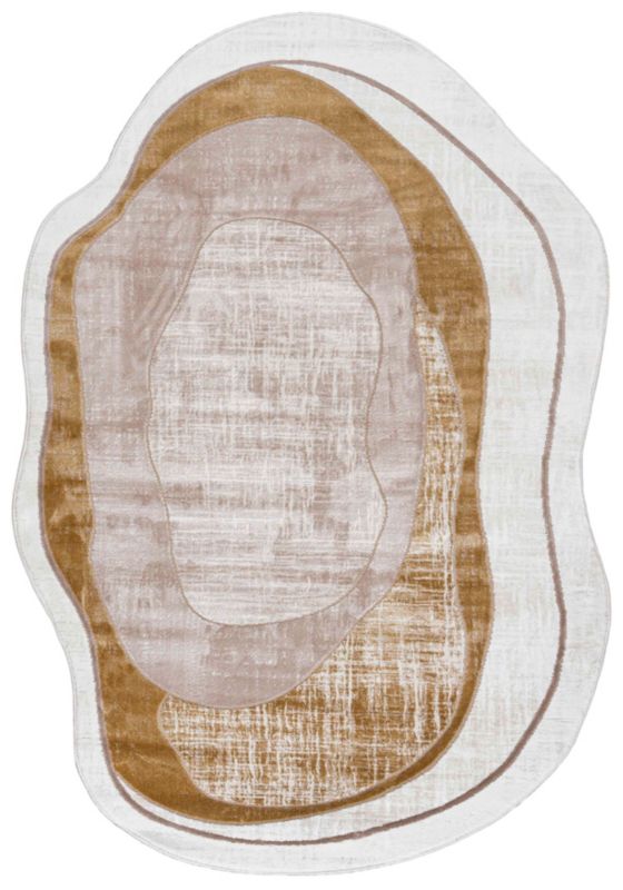 Dywan Dwustronny Wewnętrzny SILA LUX Owalny Mazovia 140 x 200 cm Beżowy Motyw Abstrakcyjny 1 szt.