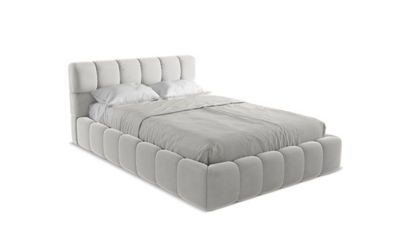 Łóżko LaMiaSofa Nalu z weluru 140x200 srebrny 1 szt.