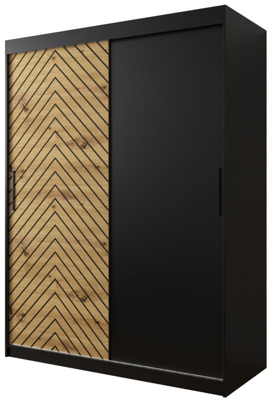 Szafa przesuwna Garderoba Abiks Jodełka 150 czarny + artisan 1 szt.