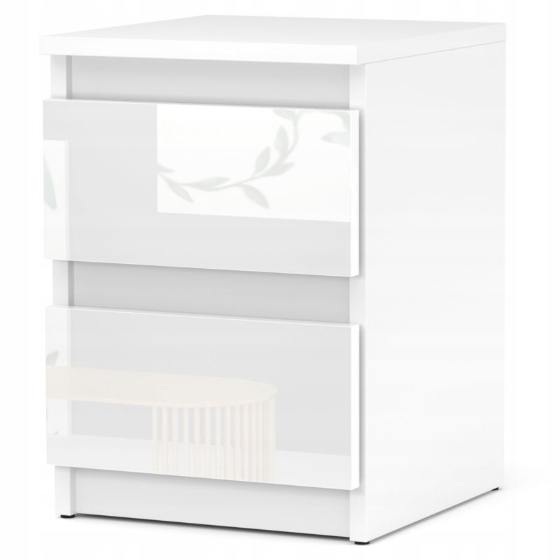 Szafka Nocna Stiv-Meble 2 Szuflady 30 Cm Stolik Biały Mat Biały Połysk 30X30X40 Cm 1Szt.