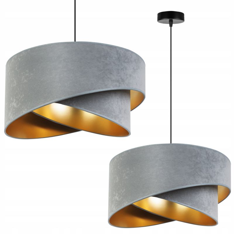 Lampa sufitowa wisząca Light Home LH Mediolan Welur 1x E27 60W jasny szary/złoty 1szt.