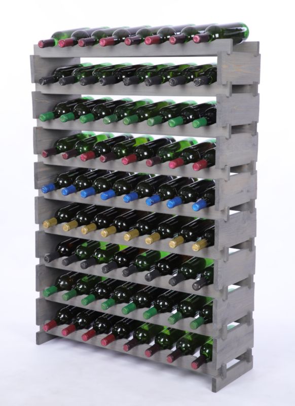 Stojak na wino MODO24 regał modułowy na butelki 9 leżni x 8 butelek montaż bez narzędzi impregnacja szara 1 szt.