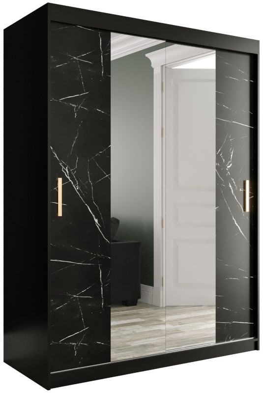 Szafa przesuwna Garderoba Abiks Marmur T1 150 czarny + czarny 1 szt.