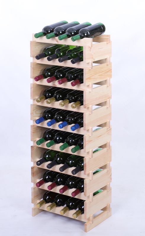 Stojak na wino MODO24 regał modułowy na butelki 9 leżni x 4 butelki montaż bez narzędzi naturalne drewno 1 szt.