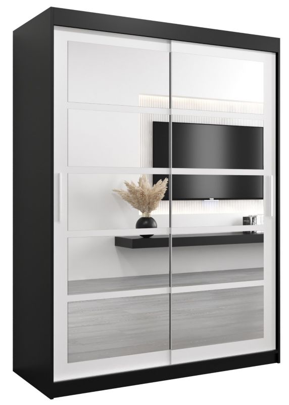 Szafa przesuwna Abiks ROMA 2 150 czarny mat + biały mat 1 szt.