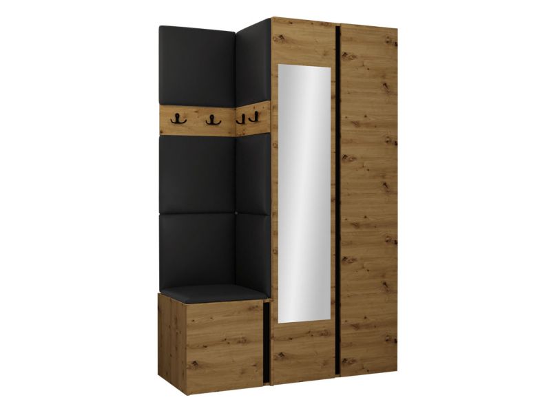 Garderoba MIRJAN 24 Orion XXVI dąb artisan/czarny + czarna ekoskóra 1 kpl.