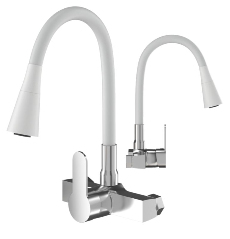 Bateria Kuchenna Elastyczna ścienna Granitan Flexo Biała Do Zlewu 1 szt.