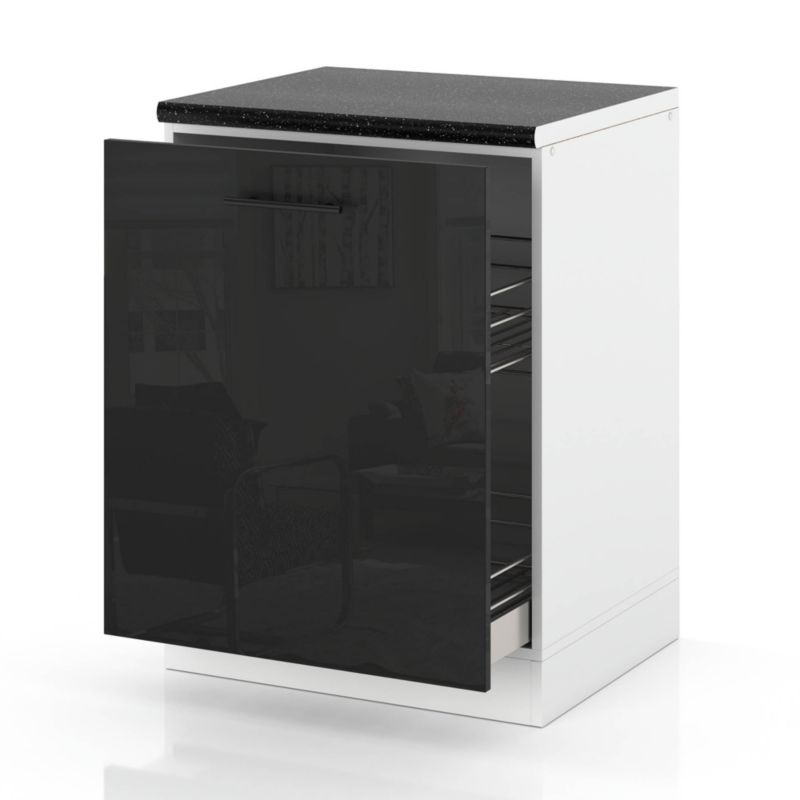 Szafka Kuchenna Hurtownia-Mebli Stojąca Cargo D60 CARGO sPremium 60cm Biały Mat Czarny Połysk 60x52x85 cm 1szt.