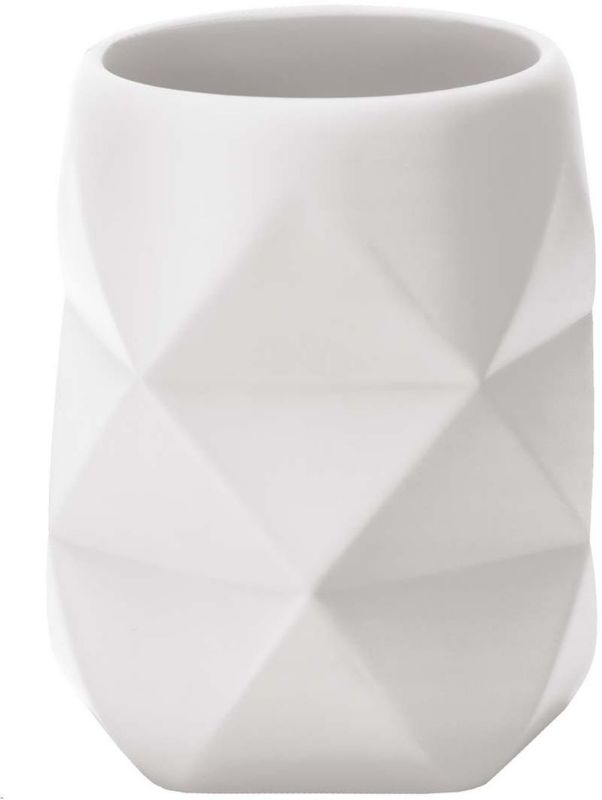 Kubek na szczoteczki Kleine Wolke Crackle, biały, geometria, poliżywica, 300ml, 1 szt.