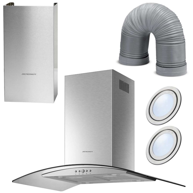 Okap kuchenny Berdsen BT-224 wyspowy 90 cm Inox 1szt.