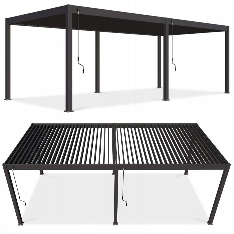 Pergola Tarasowa Gutroof Ogrodowa Duża 3,6x7,2 Deluxe Antracytowa Podwójna Dachem 1 szt