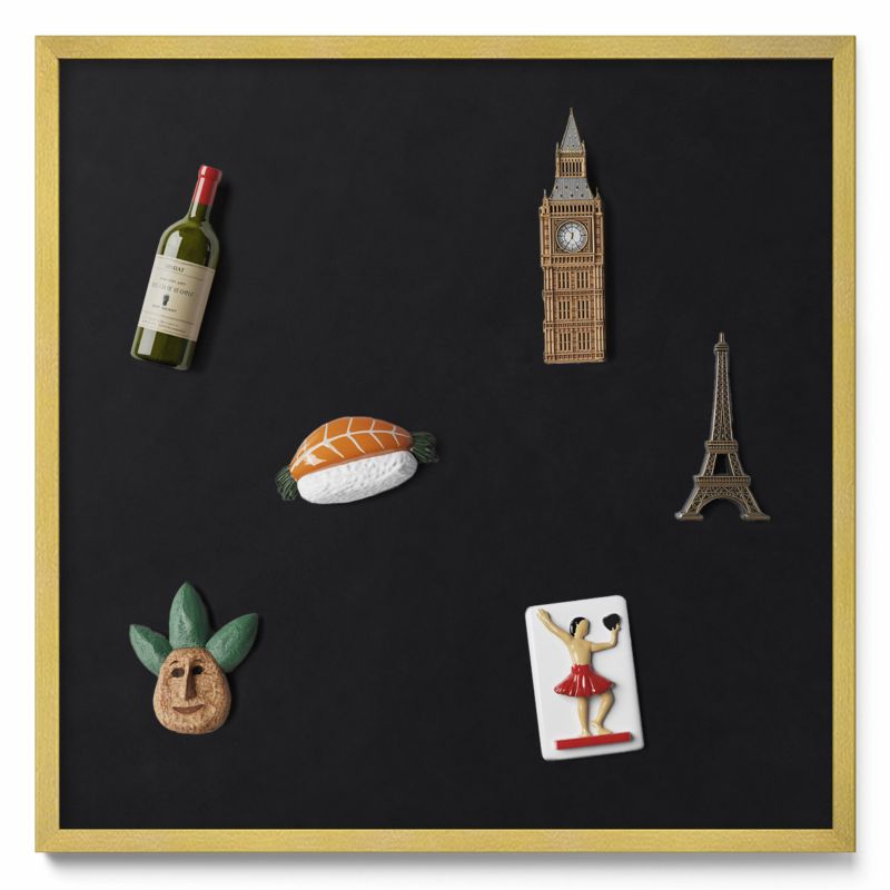 Tablica na magnesy z podróży Tulup 50x50 cm Kolor czarny w złotej ramie 1 szt.