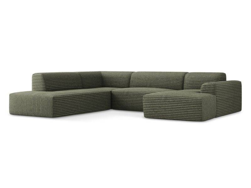 Sofa panoramiczna LaMiaSofa BOVA z tkaniny sztruksowej 344x264 cm oliwkowy 1 szt.