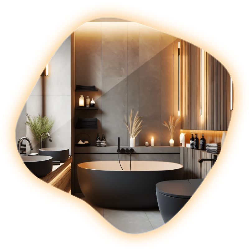 Lustro Ścienne Led Wallfluent 57x58 cm do Przedpokoju Industrialne Luksusowe Ciepłe Światło 1 szt.