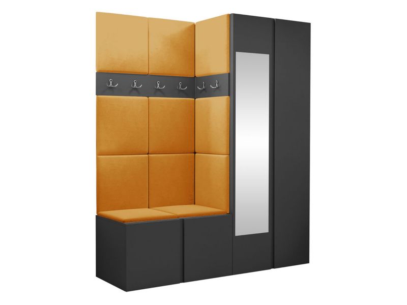 Garderoba MIRJAN 24 Orion XII grafit + żółty 1 kpl.