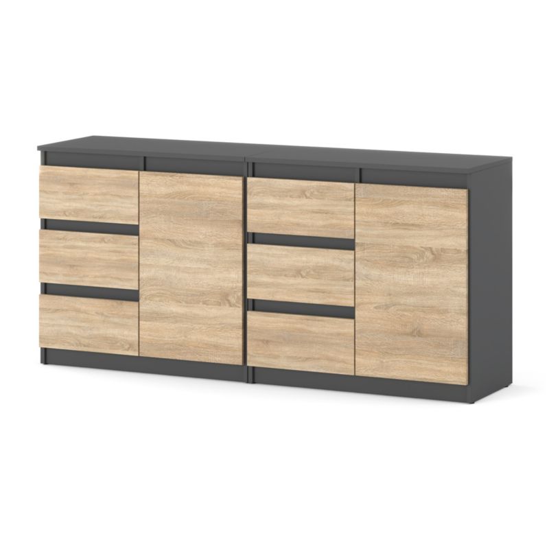 Komoda Hurtownia-Mebli Szuflady 6 Agna Mini 160cm Szary Mat Dąb Sonoma 160x35x75 cm 1szt.