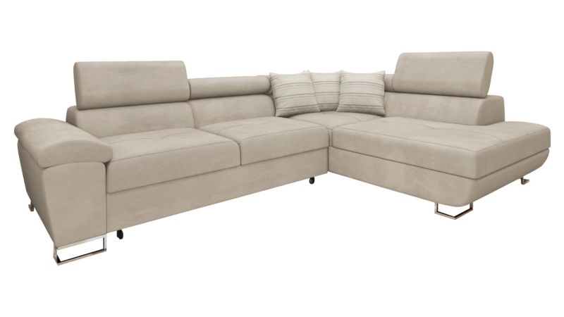 Narożnik z funkcją spania MIRJAN 24 Cotere prawy jasnobeżowy/kość słoniowa/beżowe paski 1 szt.