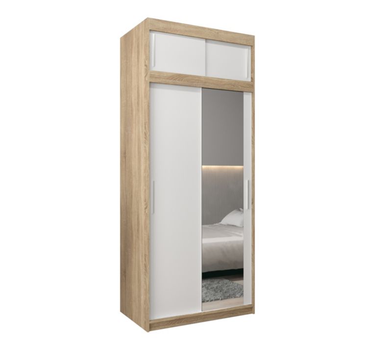 Szafa przesuwna Garderoba Abiks Tokyo 2 100 sonoma + biały z nadstawką 1 szt.