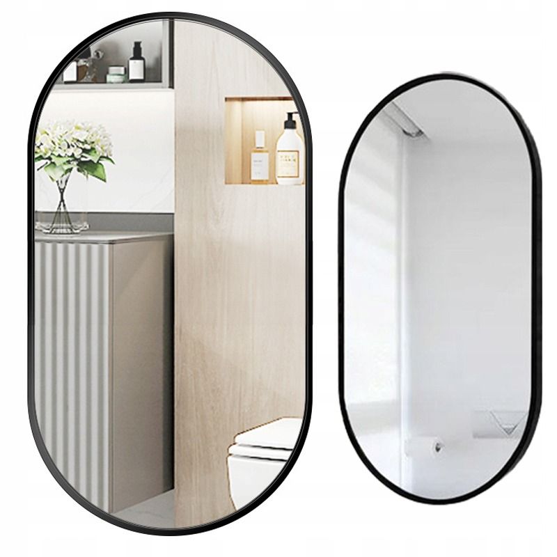 Duże lustro Rebiko owalne industrialne łazienkowe czarne 75x40 cm 1 szt.