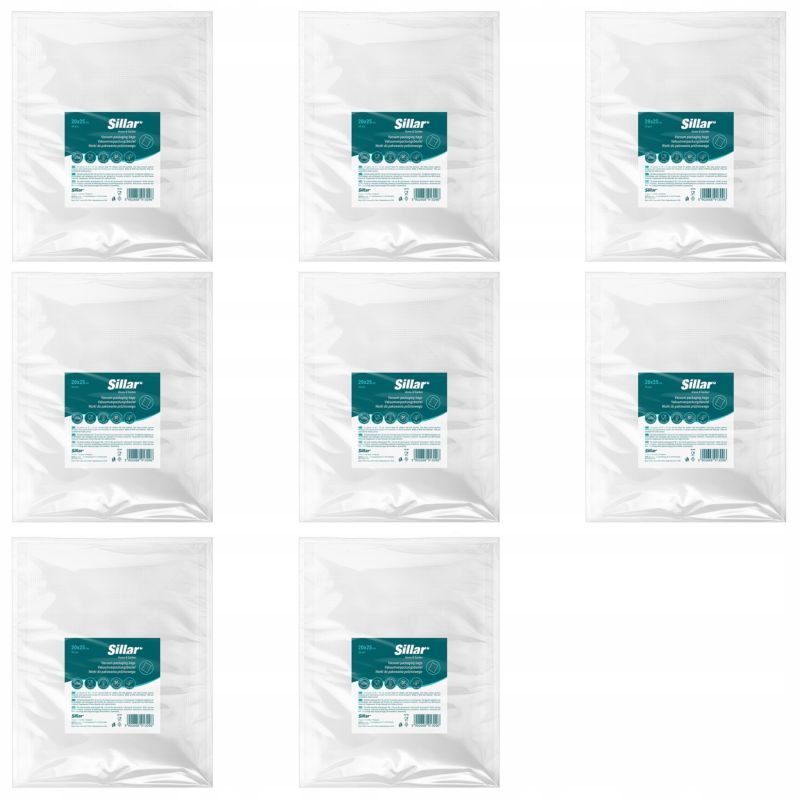 Worki próżniowe, Sillar, do pakowania żywności, zgrzewarek, moletowane, PA/PE, 20x25cm, 8 x 50szt