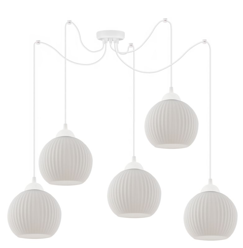 Lampa sufitowa wisząca Light Home LH Riffle Pająk Kula 5x E27 60W biały 1szt.