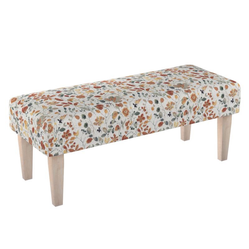 Ławka Dekoria 100 x 40 x 40 cm pomarańczowo-zielone kwiaty na kremowym tle 1 szt.