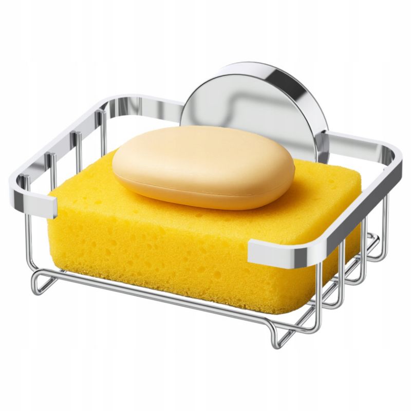 Mała Półka Łazienkowa Samoprzylepna Na Mydło Stalowa Srebrna Mydelniczka