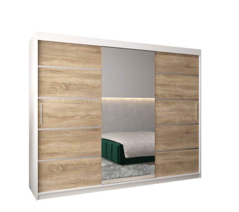 Szafa przesuwna Garderoba Abiks Verona 2 250 biały + sonoma 1 szt.