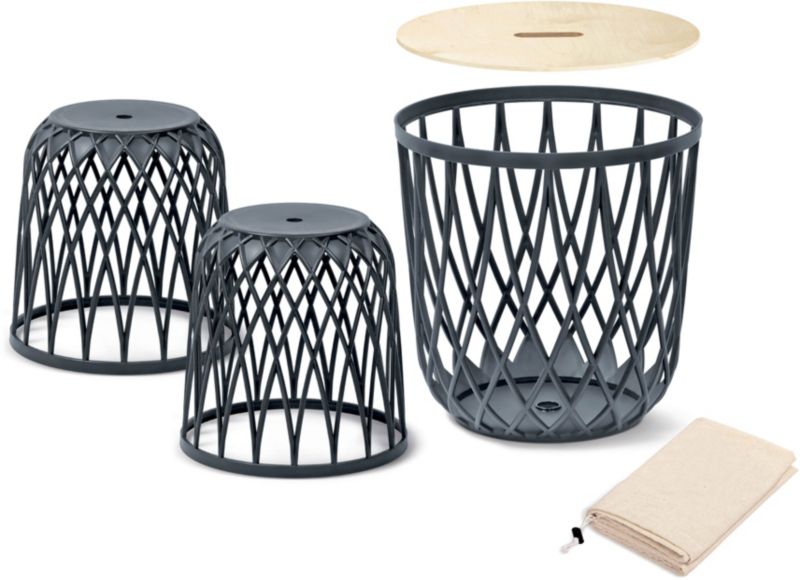 Zestaw koszy wielofunkcyjnych Prosperplast Uniqubo antracytowy