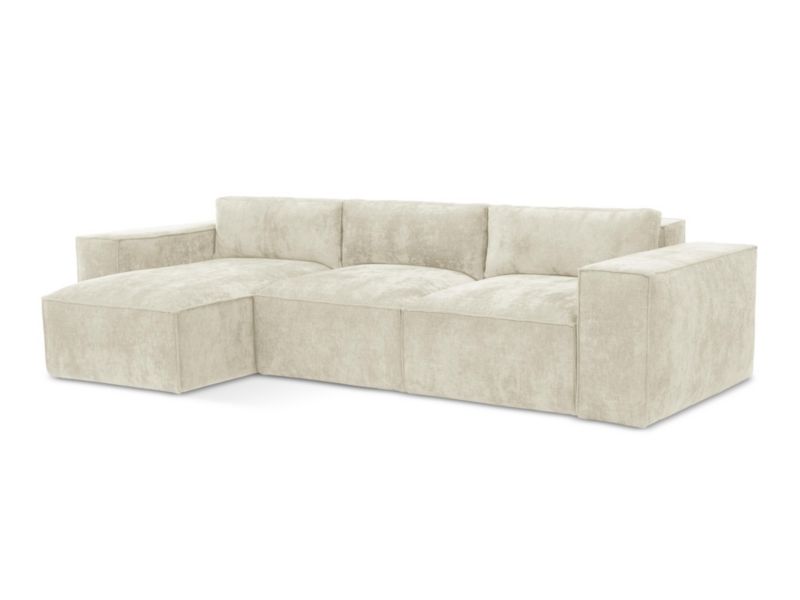 Narożnik lewostronny z funkcją spania LaMiaSofa Asti z tkaniny szenilowej 315x160 cm beżowy 1 szt.