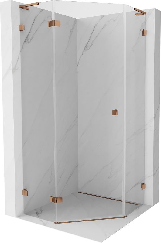 Kabina prysznicowa Mexen Lunar L pięciokątna uchylna lewa 80 x 80 cm transparent różowe złoto 1 szt.