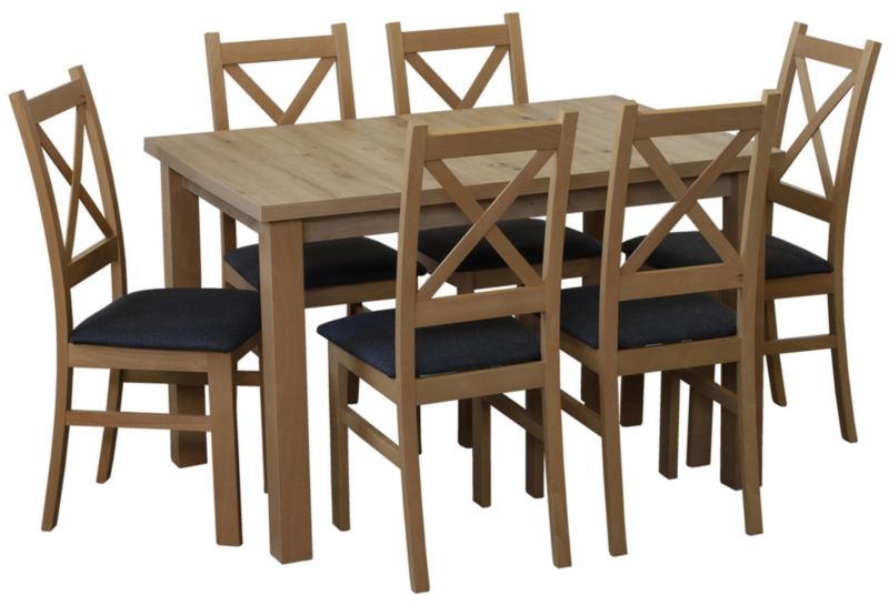 Komplet stół 120x80 z 6 krzesłami Bonni M011-6 Dąb Artisan 1 kpl.
