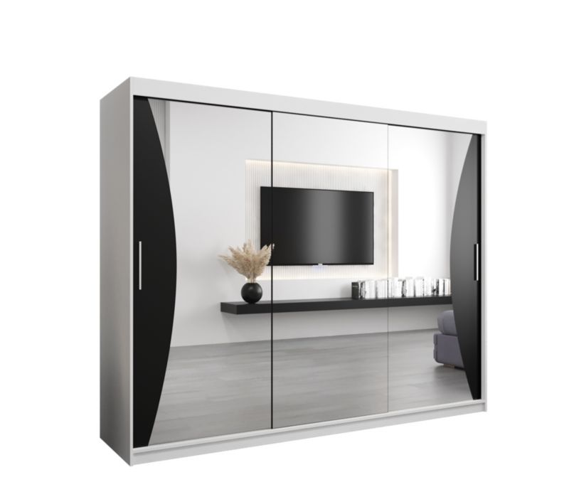 Szafa przesuwna Garderoba Abiks MONACO 250 biały mat + czarny mat 1 szt.