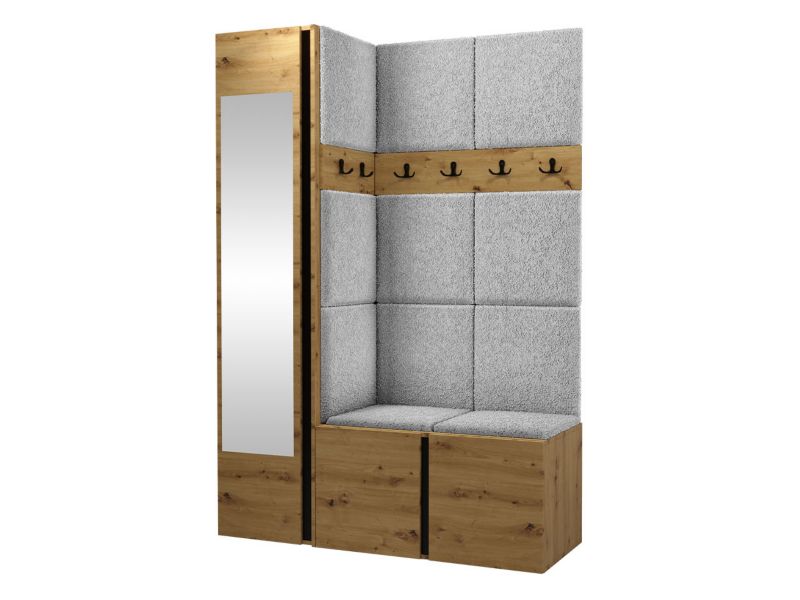 Garderoba MIRJAN 24 Orion X dąb artisan/czarny + szara bukla 1 kpl.