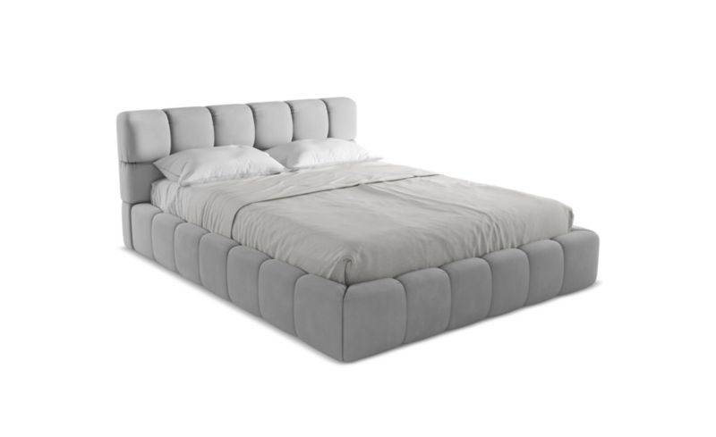 Łóżko LaMiaSofa Nalu z tkaniny szenilowej 160x200 jasny szary 1 szt.