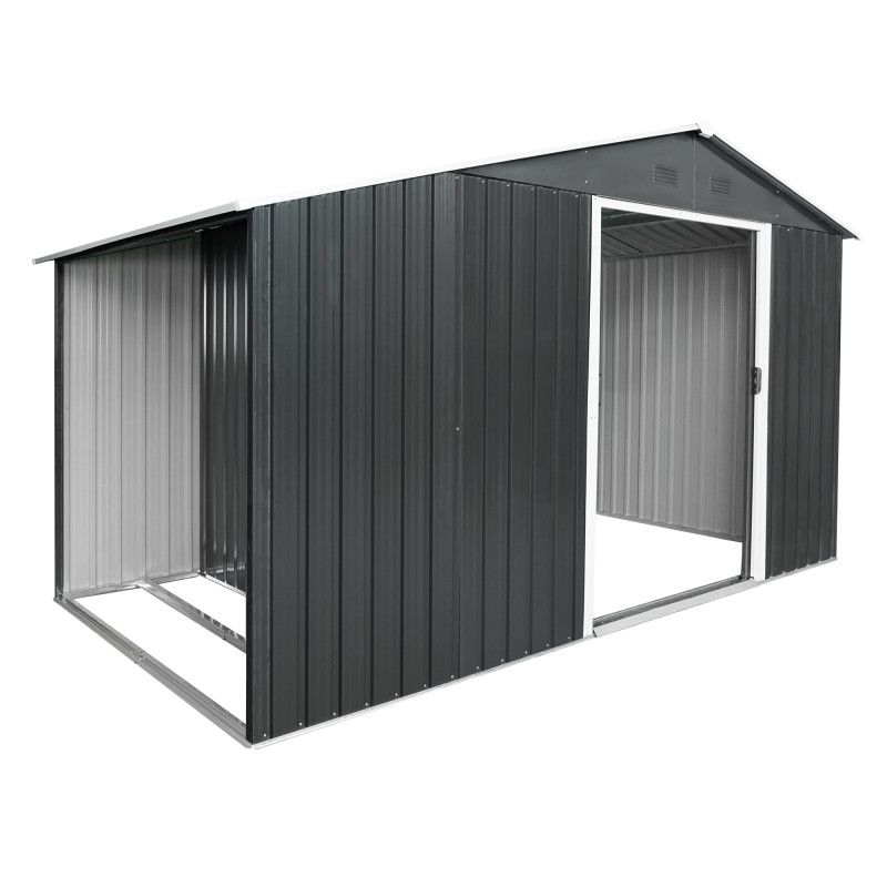 Stalowy domek narzędziowy 4iQ Group 6m2 z drewutnią 196x322x196 cm narzędziownia blaszak 1szt.