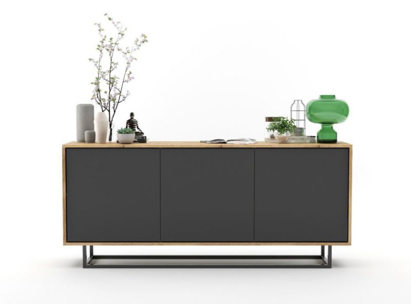 Komoda Meble Lindner NILA 3D 168 dąb wotan/grafit mat 1 szt.