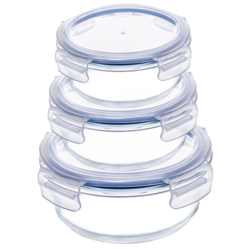 Pojemniki Na Żywność KADAX Zestaw Szklane Pokrywką Pudełko Box Okrągłe 3szt