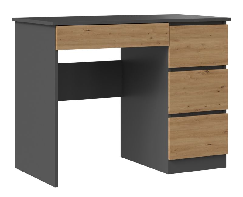 Biurko Topeshop Mijas Prawe Antracyt Dąb Artisan 51x98x76 cm 1 szt.