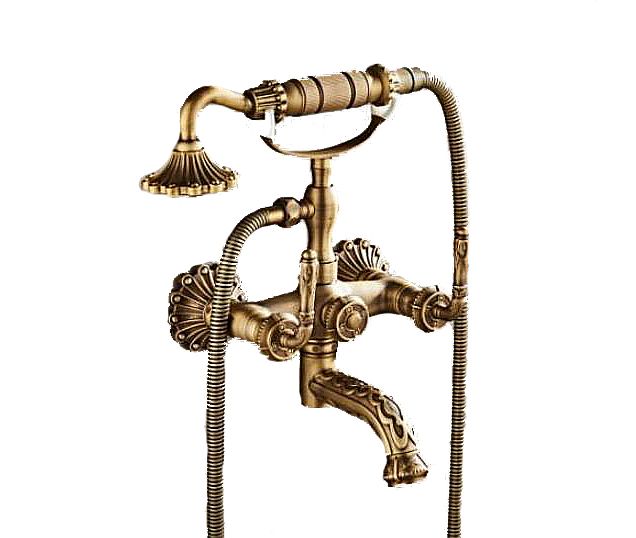 Bateria wannowa Lauferi CLEOME ścienna mosiężna szczotkowany mosiądz retro 1 szt.