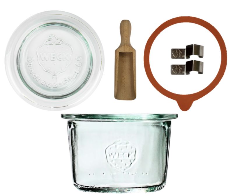 Słoik MODO24 Weck 80 ml fi 60 mold z drewnianym wiekiem i miarką 1 kpl.