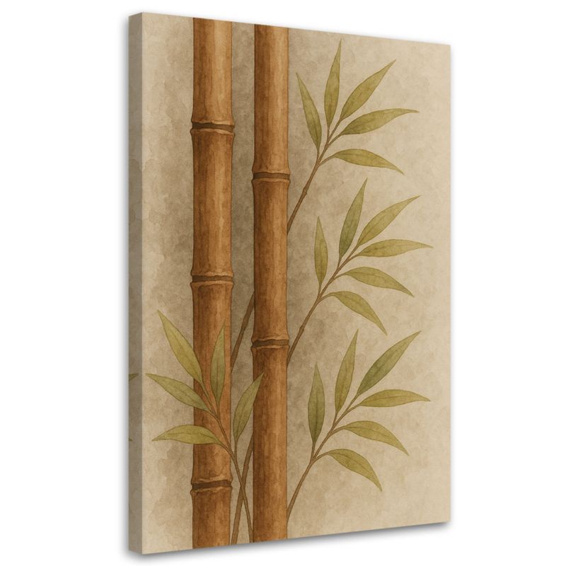 Obraz do sypialni Feeby Bambus Liście Akwarela Beżowy Natura 40x60cm 1szt