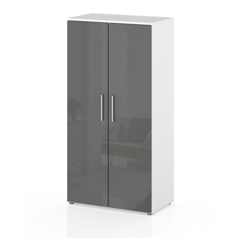 Szafa Hurtownia-Mebli 2 Drzwi Jola 70cm Biały Mat Szary Połysk 70x54x192 cm 1szt.