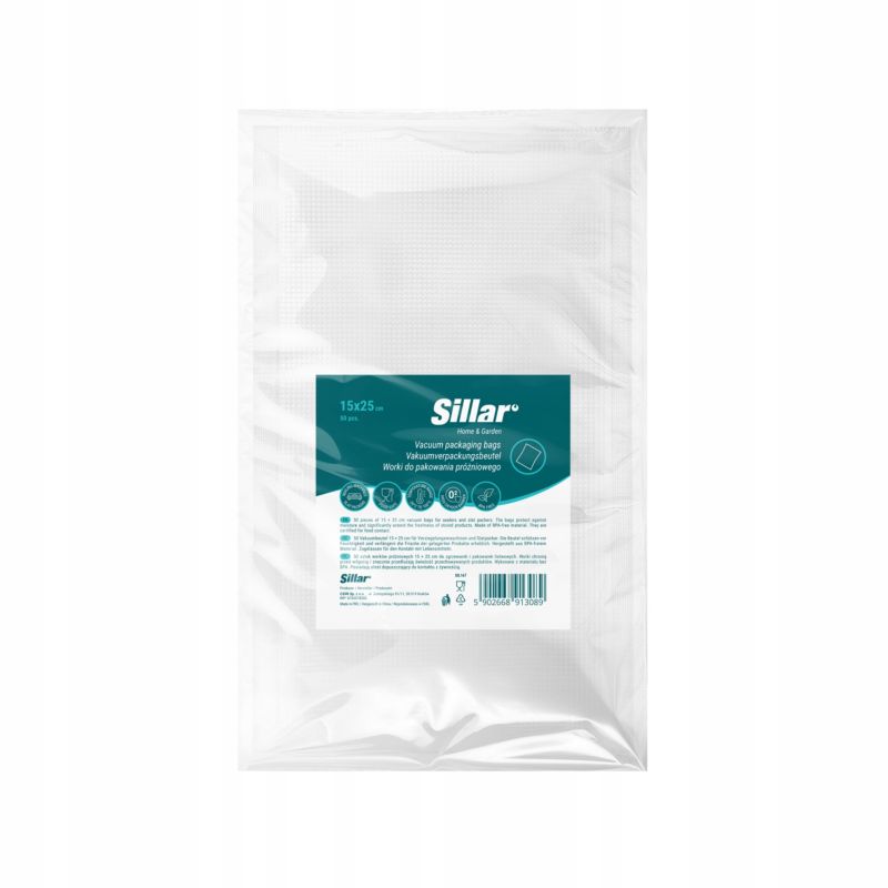 Worki próżniowe, Sillar, do zgrzewarek, pakowania próżniowego, PA/PE, 15x25cm, 50szt