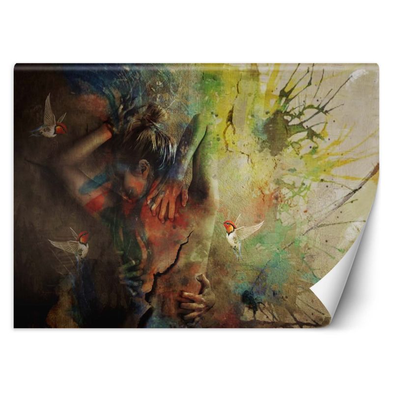 Fototapeta Feeby Kobieta i koliberki abstrakcja jak malowana 150x105 1 szt