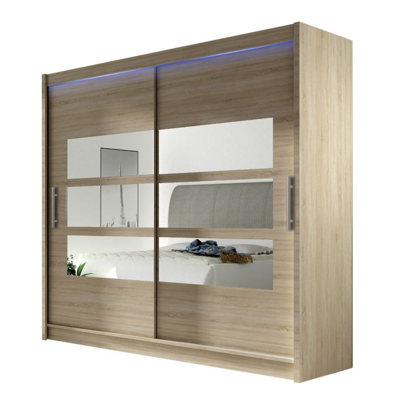 Szafa MIRJAN 24 London III 180 z oświetleniem RGB dąb sonoma/lustro 1 szt.