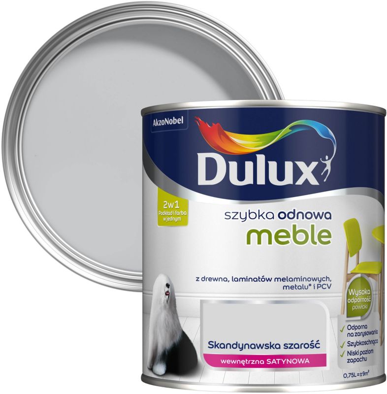 Farba Dulux Szybka Odnowa meble skandynawska szarość 0,75 l