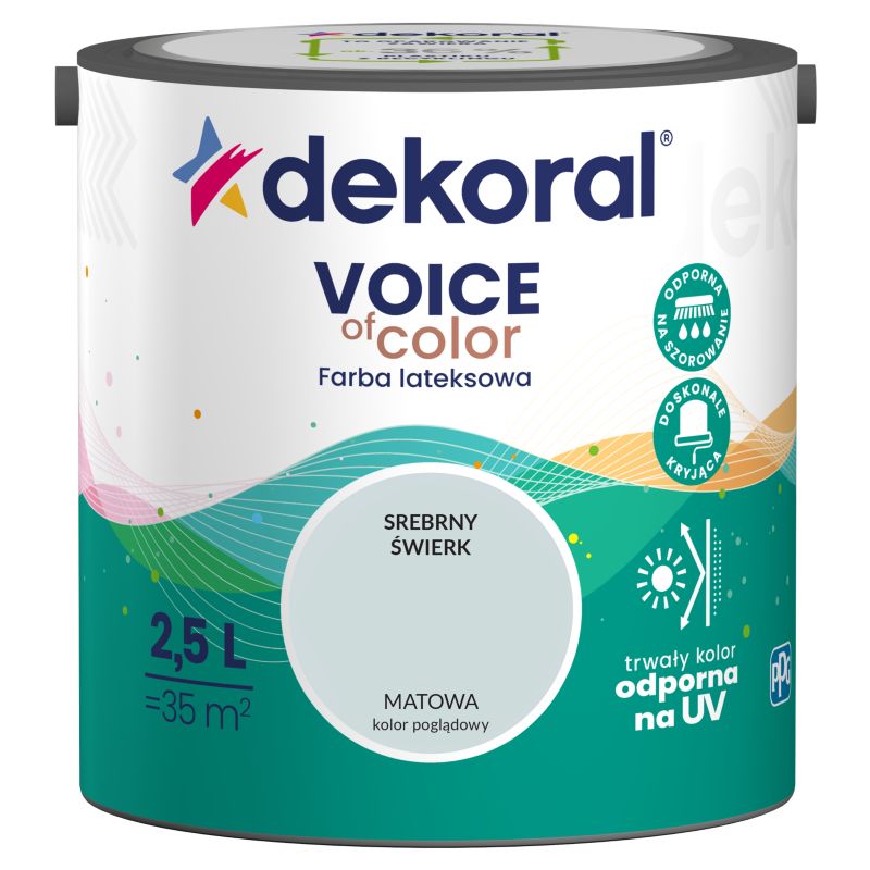 Farba kolorowa Dekoral Voice of Color srebrny świerk 2,5 l